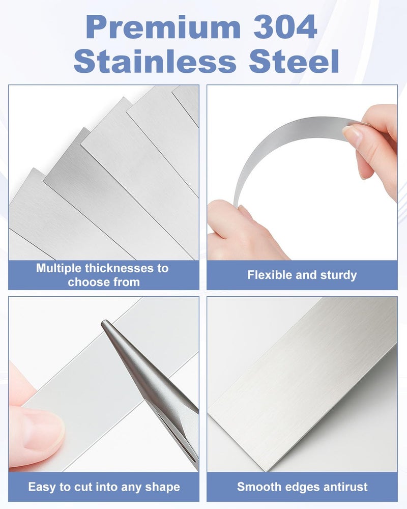 AOKLIT 30 Pcs Shim Stock Assortment, 304 Stainless Steel 2" Width x 6" Length Metal Shims for Leveling, Gap Filler Trim Strip, DIY & Industrial Use (0.001"-0.01" Thickness) - Image 5
